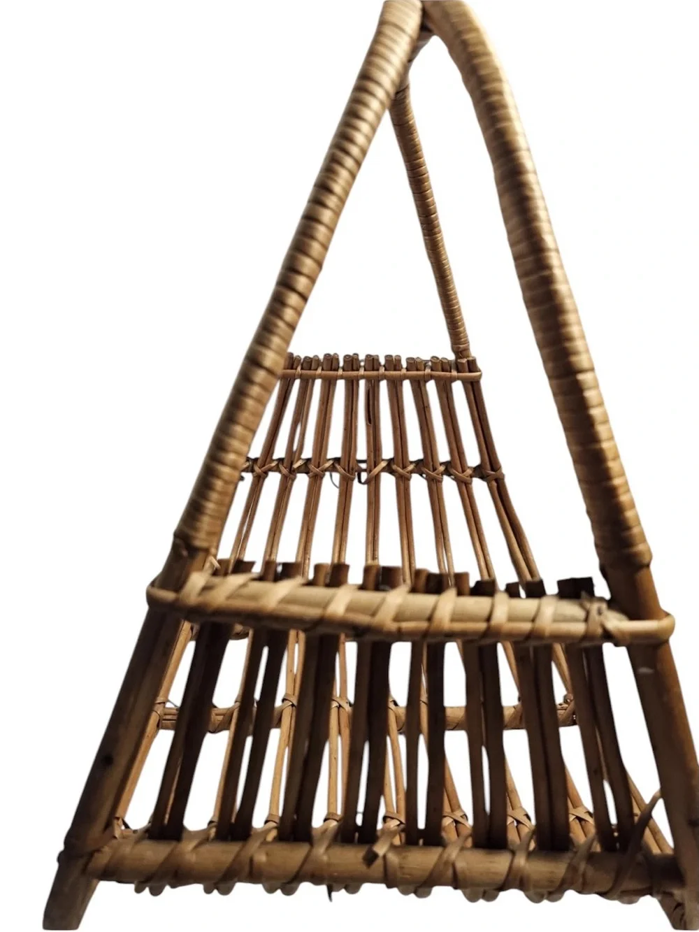 Vintage Mid Century Wicker Modern retro atomic Magazine Rack Holder Basket Decor